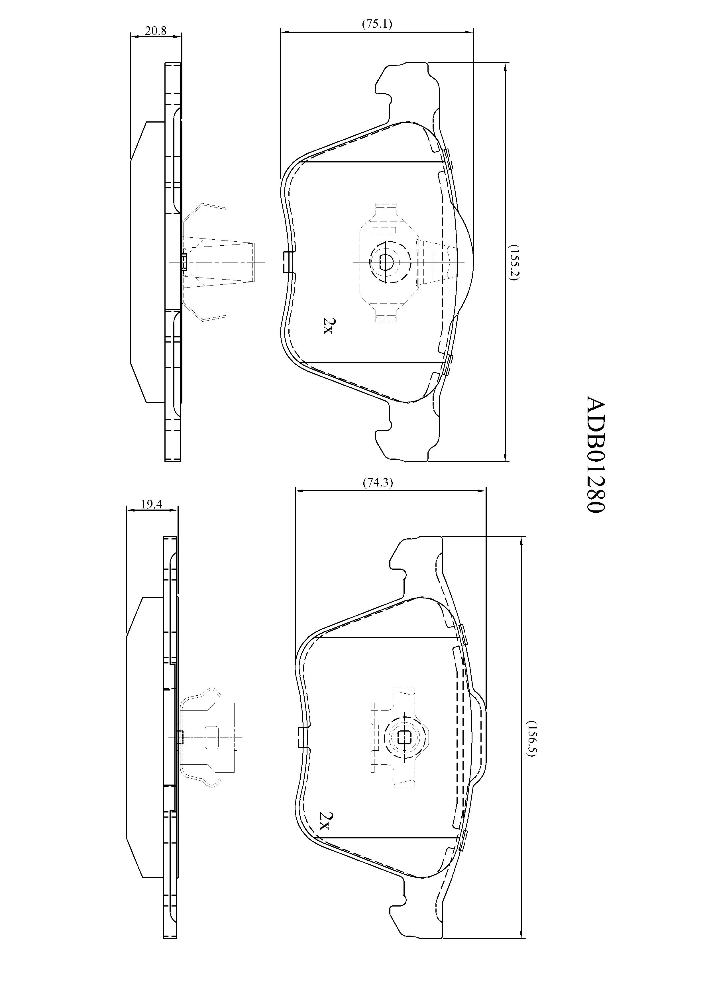 Тормозные колодки дисковые, комплект ALLIED NIPPON ADB01280 1441280597 RP RFK