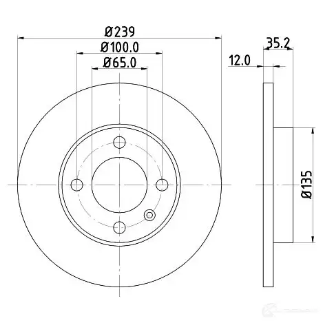 Тормозной диск HELLA 8DD 355 100-131 30580 HB04OOC 539 08PRO - Изображение 1