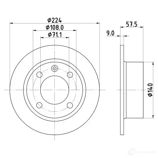 Тормозной диск HELLA 50 614 8DD 355 103-011 30868 WCUO2PB - Изображение 1