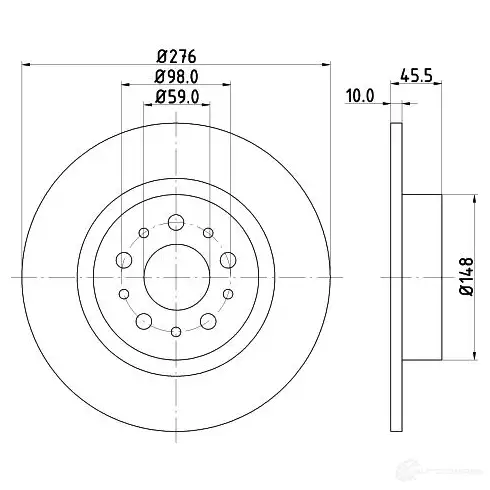 Тормозной диск HELLA 8DD 355 108-731 31440 JR5PX8 541 47 - Изображение 1