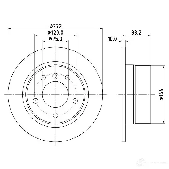 Тормозной диск HELLA 8DD 355 104-821 50442P RO Q8PVOG8 31049 - Изображение 1