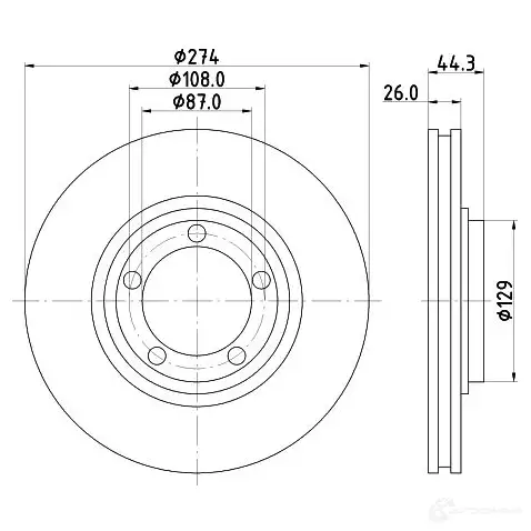 Тормозной диск HELLA 599VOR 32234 8DD 355 116-741 5 5218 - Изображение 1