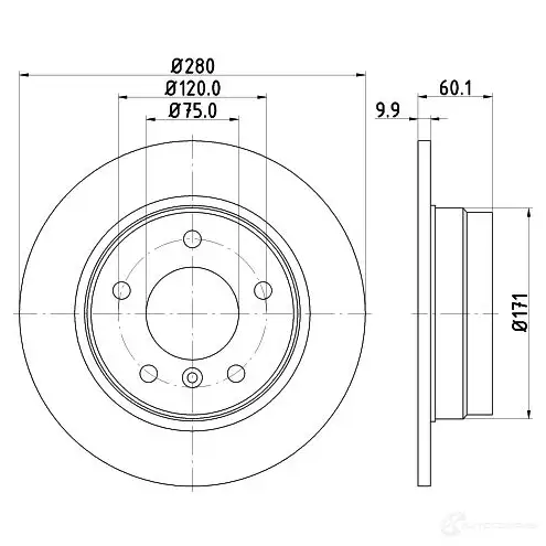Тормозной диск HELLA F556PNK 1193339019 8dd355127051 504 13PRO_HC - Изображение 1