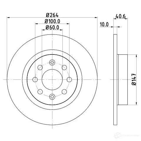 Тормозной диск HELLA TXUARJO 8DD 355 112-621 5 4459PRO 31828 - Изображение 1