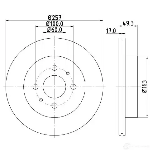 Тормозной диск HELLA 31663 543 12 SKNFTQI 8DD 355 110-971 - Изображение 1