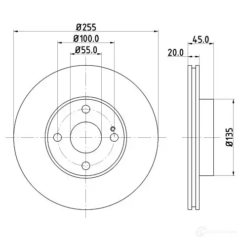 Тормозной диск HELLA 8DD 355 106-491 31216 83NWCS 50 255 изображение 0