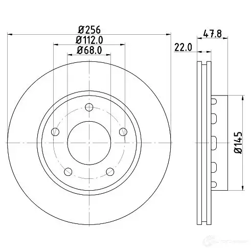 Тормозной диск HELLA 32908 8DD 355 128-901 54742 PRO_HC 4RL75PI изображение 0