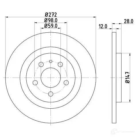 Тормозной диск HELLA 8DD 355 109-151 EYQG3 31482 5 4182PRO изображение 0