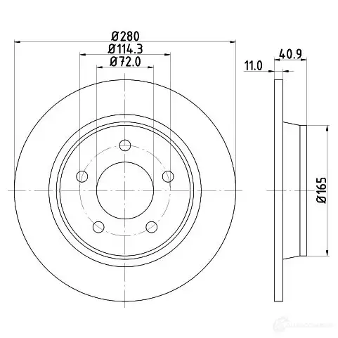 Тормозной диск HELLA OW75L 8DD 355 110-911 31657 543 06 - Изображение 1