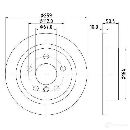 Тормозной диск HELLA 8DD 355 123-491 55793PR O 32822 1Y9BRC изображение 0