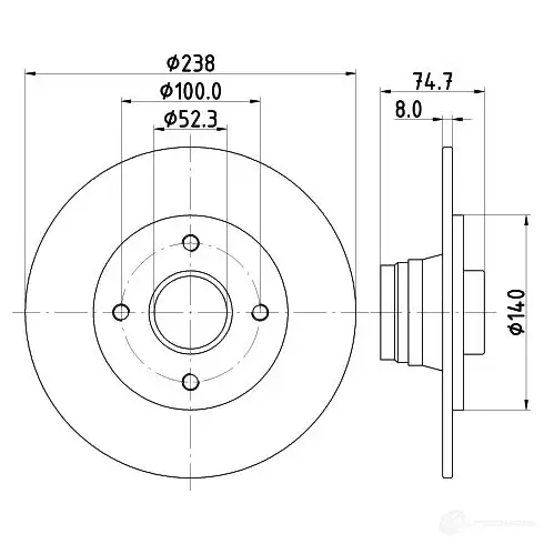 Тормозной диск HELLA 31094 8DD 355 105-271 528 17 4SDLSZL изображение 0