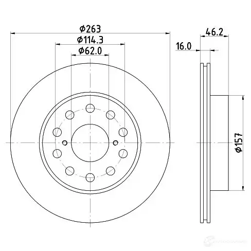 Тормозной диск HELLA 31438 54 145 DU1KS7 8DD 355 108-711 - Изображение 1