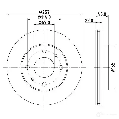 Тормозной диск HELLA 5 1202 8DD 355 103-291 LLYJ3 30896 изображение 0