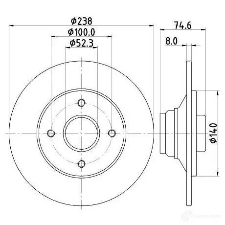 Тормозной диск HELLA 30969 8DD 355 104-021 1QEZOTW 528 18 - Изображение 1