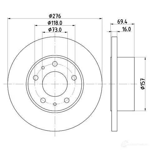 Тормозной диск HELLA 31308 N5CAP9 8DD 355 107-411 5 4047 - Изображение 1