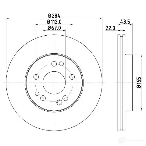 Тормозной диск HELLA 8DD 355 100-941 ABSITYS 5 2117 30661 изображение 0