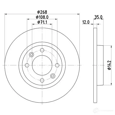 Тормозной диск HELLA 8DD 355 133-691 1437484612 L4 IAP изображение 0