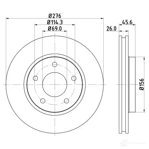 Тормозной диск HELLA 8DD 355 116-241 54 974PRO 32187 IAHRT39 - Изображение 1
