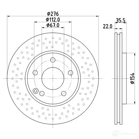 Тормозной диск HELLA IVKG5Q 8DD 355 110-211 31587 54244 PRO - Изображение 1