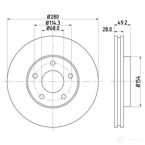 Тормозной диск HELLA 31368 8DD 355 108-011 50343 PRO JVE1F изображение 0