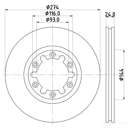 Тормозной диск HELLA 31740 8DD 355 111-741 543 63 788ATM изображение 0