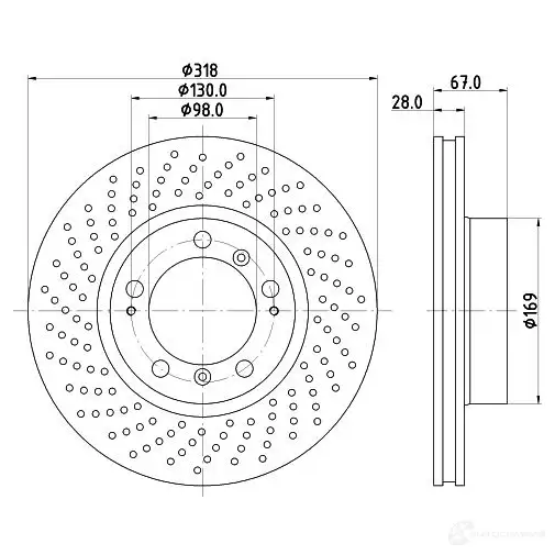 Тормозной диск HELLA 8dd355121881 MBTHN5 32676 50277PRO_ HC_B изображение 0