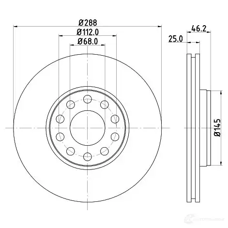 Тормозной диск HELLA J44RY 31529 8DD 355 109-621 5421 0PRO - Изображение 1