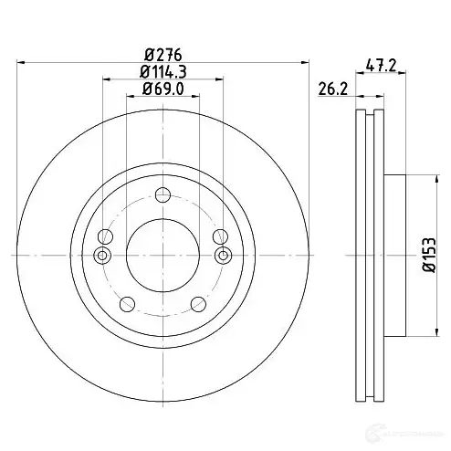 Тормозной диск HELLA 31661 ZP1MIAH 8DD 355 110-951 5 4310 изображение 0