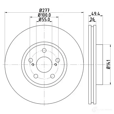 Тормозной диск HELLA 8DD 355 111-631 54 355PRO EXA4B 31729 изображение 0