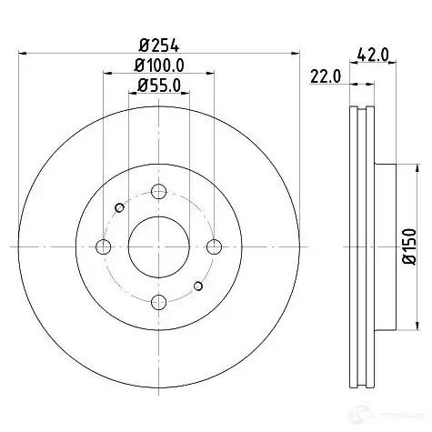 Тормозной диск HELLA 32216 8DD 355 116-541 55045PR O P5WYW изображение 0