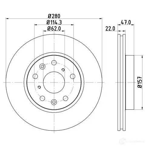 Тормозной диск HELLA 8DD 355 113-631 54 566 3N2K91 31929 изображение 0