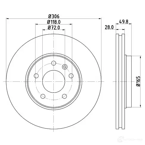Тормозной диск HELLA 31462 8DD 355 108-951 AHFQPF 5 4160PRO - Изображение 1