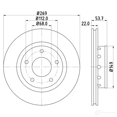 Тормозной диск HELLA 5 4768PRO_HC 8DD 355 128-951 G7C8P 32910 изображение 0