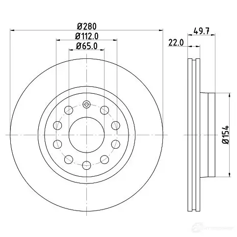 Тормозной диск HELLA 4VOH6QU 542 07PRO 8DD 355 109-561 31523 - Изображение 1