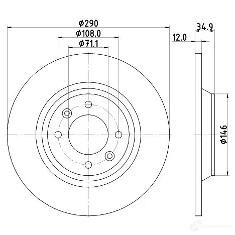 Тормозной диск HELLA 32289 55313P RO 8DD 355 117-291 5DT0J2 - Изображение 1