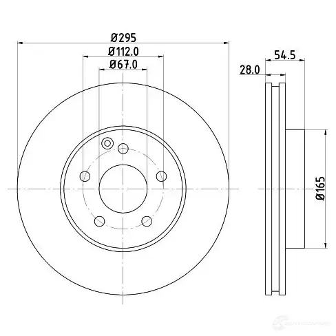 Тормозной диск HELLA 8DD 355 108-801 31447 5 4152PRO RH1VV изображение 0