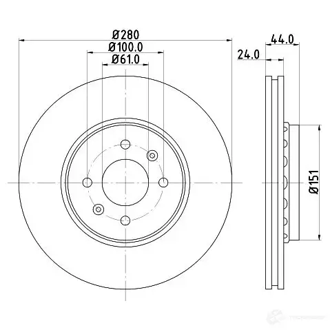 Тормозной диск HELLA 8DD 355 129-611 32932 T09NJH 55546P RO_HC изображение 3