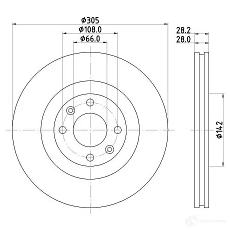 Тормозной диск HELLA UVE55 50258P RO 31220 8DD 355 106-531 изображение 3