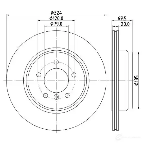 Тормозной диск HELLA R41JEWG 31568 54231P RO 8DD 355 110-021 - Изображение 1