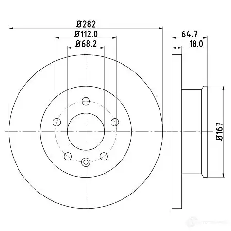 Тормозной диск HELLA 30856 8DD 355 102-891 HBZHMK 5 3926 изображение 0