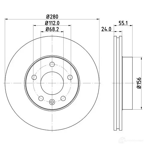 Тормозной диск HELLA 8dd355127331 NWKC6ET 53 958PRO_HC 1193339046 изображение 0