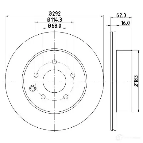 Тормозной диск HELLA 8DD 355 118-711 5 4440PRO ERTTTBE 32428 - Изображение 1