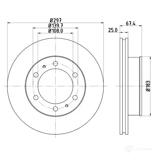 Тормозной диск HELLA 5522 6 8DD 355 116-821 32242 32G303F - Изображение 1