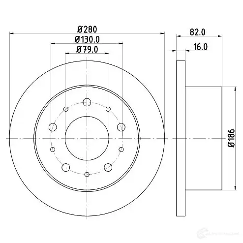 Тормозной диск HELLA 5 4162PRO WK6ZF4J 31465 8DD 355 108-981 - Изображение 1