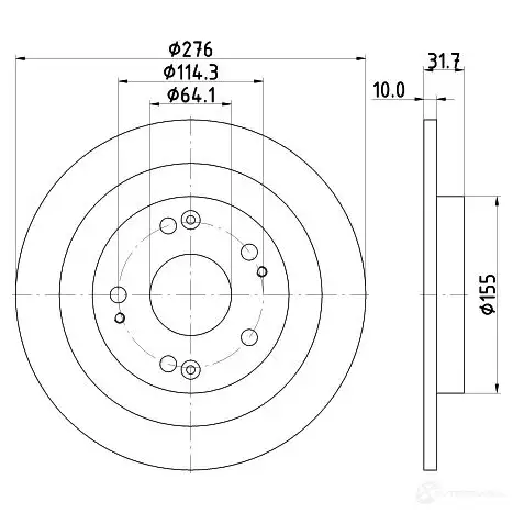 Тормозной диск HELLA 55526PR O 32393 8DD 355 118-351 9WLOK изображение 0