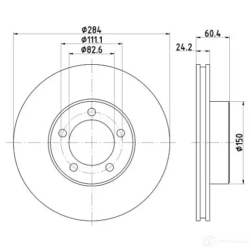 Тормозной диск HELLA 30658 8DD 355 100-911 40TR5B 51 404 изображение 0