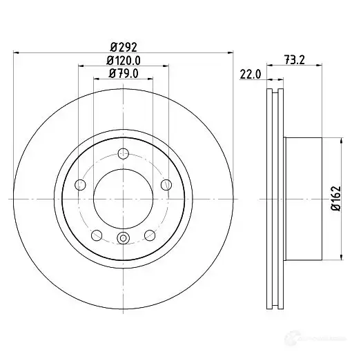 Тормозной диск HELLA 8dd355128341 543 28PRO_HC 1193339145 D6A7BV - Изображение 1