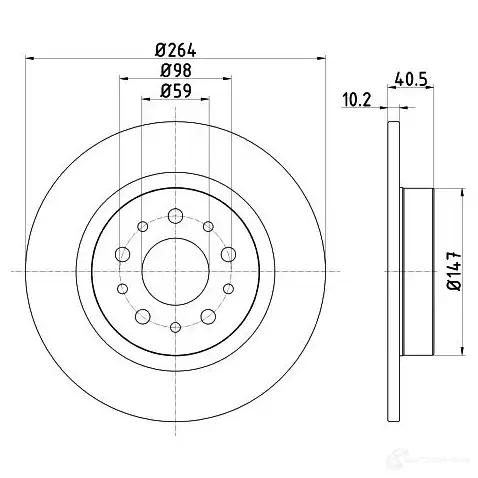 Тормозной диск HELLA 7S3KO 8DD 355 120-931 32606 55717PR O изображение 0