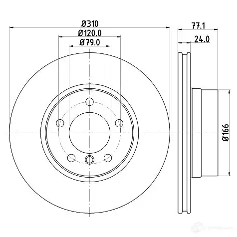 Тормозной диск HELLA 8dd355128521 B3SXIH 544 62PRO_HC 32893