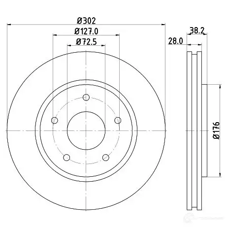 Тормозной диск HELLA 32148 54815PR O L5PW2 8DD 355 115-841 изображение 0